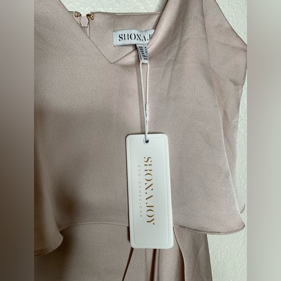 Shona Joy Luxe Frill Tulip Hem Cocktail Women Dress Slim Blush Pink Size 4 - Picture 7 of 13